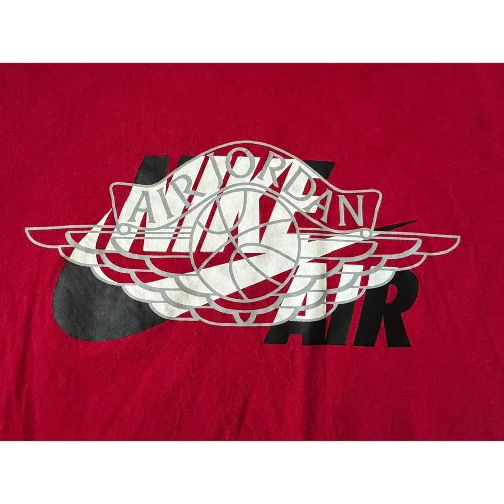 Air Jordan Short Sleeve Tee T-Shirt Graphic Print Logo Swoosh Red Large JBHS